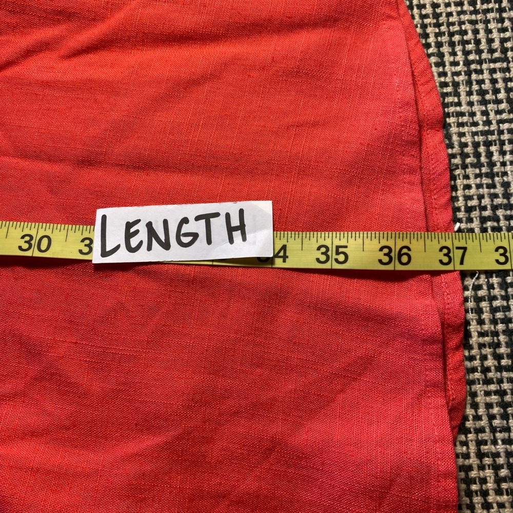 J. Jill Button Front Dress Coastal Linen Blend Womens XS Coral Pink Midi 3/4 - Picture 7 of 7